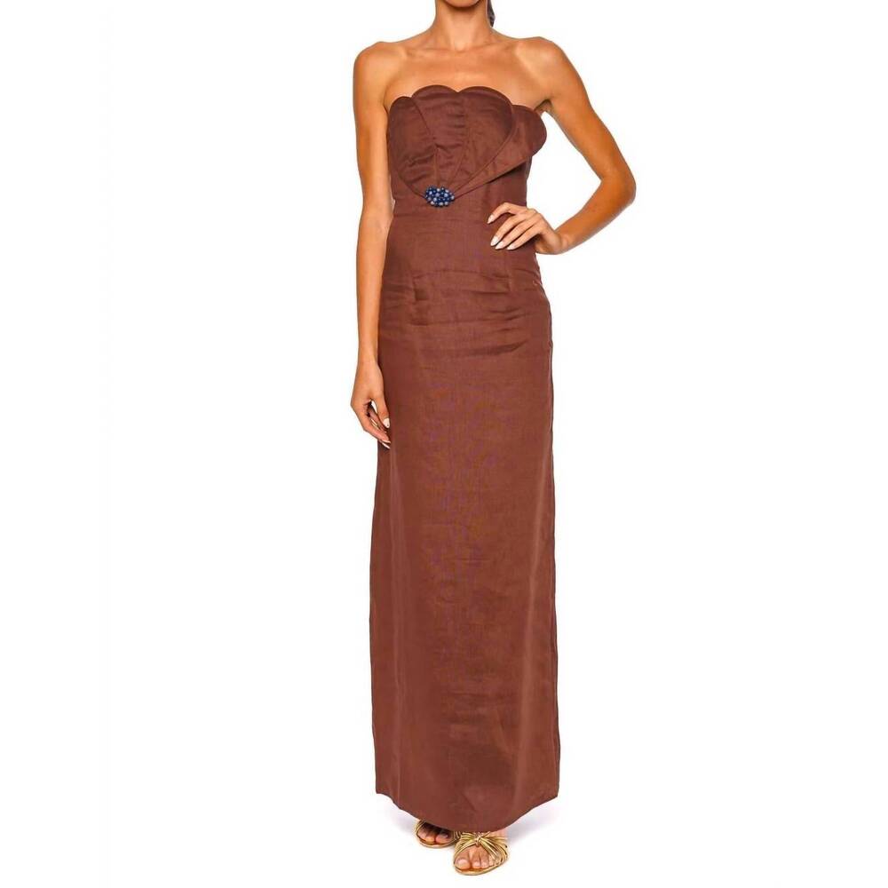 NEW AZULU bianca maxi dress in umber brown